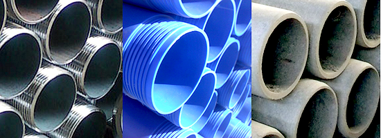 три типа обсадных труб - сталь, пластик, асбоцемент optimal diametr trubi steel plastik asbocement.png